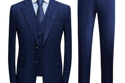 Business formal plaid blue work suits (4)