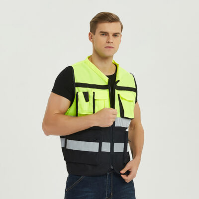 Construction reflective safety vest with reflective strips