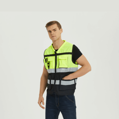 Construction reflective safety vest with reflective strips