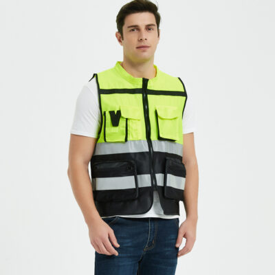 Construction reflective safety vest with reflective strips