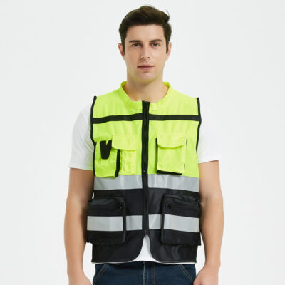 Construction reflective safety vest with reflective strips