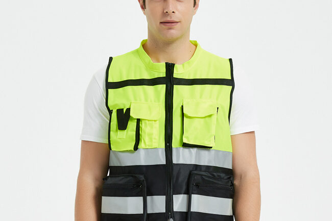 Construction reflective safety vest with reflective strips