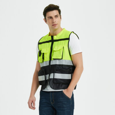 Construction reflective safety vest with reflective strips