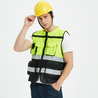 Construction reflective safety vest with reflective strips