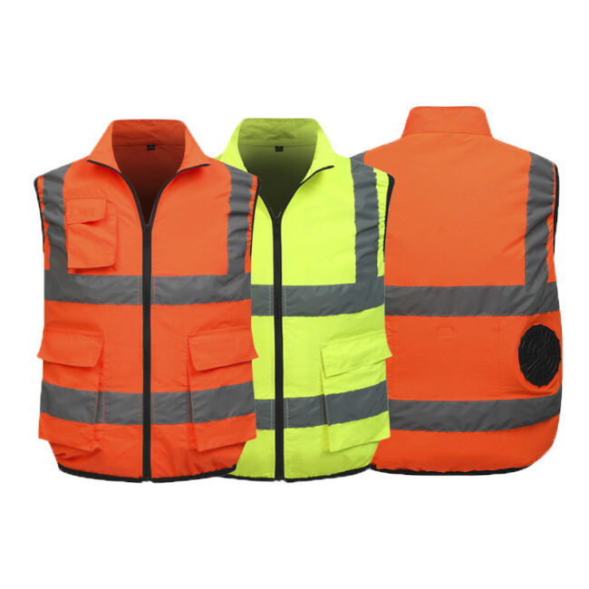 High visibility cooling fan reflective workwear vest factory