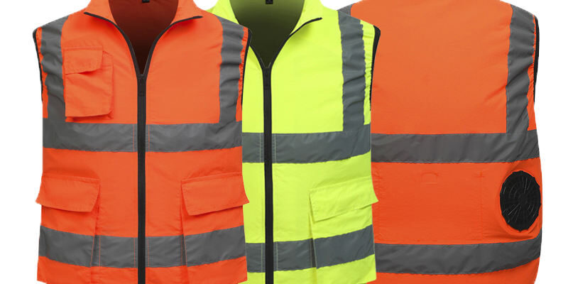High visibility cooling fan reflective workwear vest factory