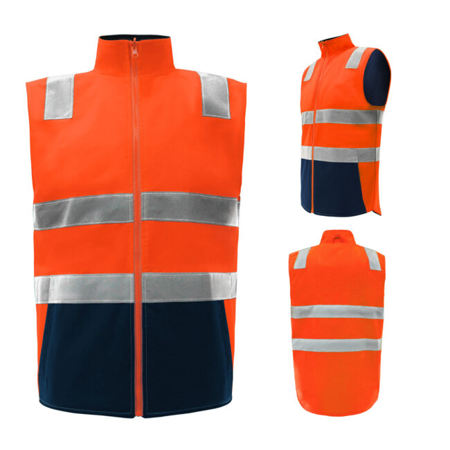 High visibility outdoor reflective workwear vest for men and women