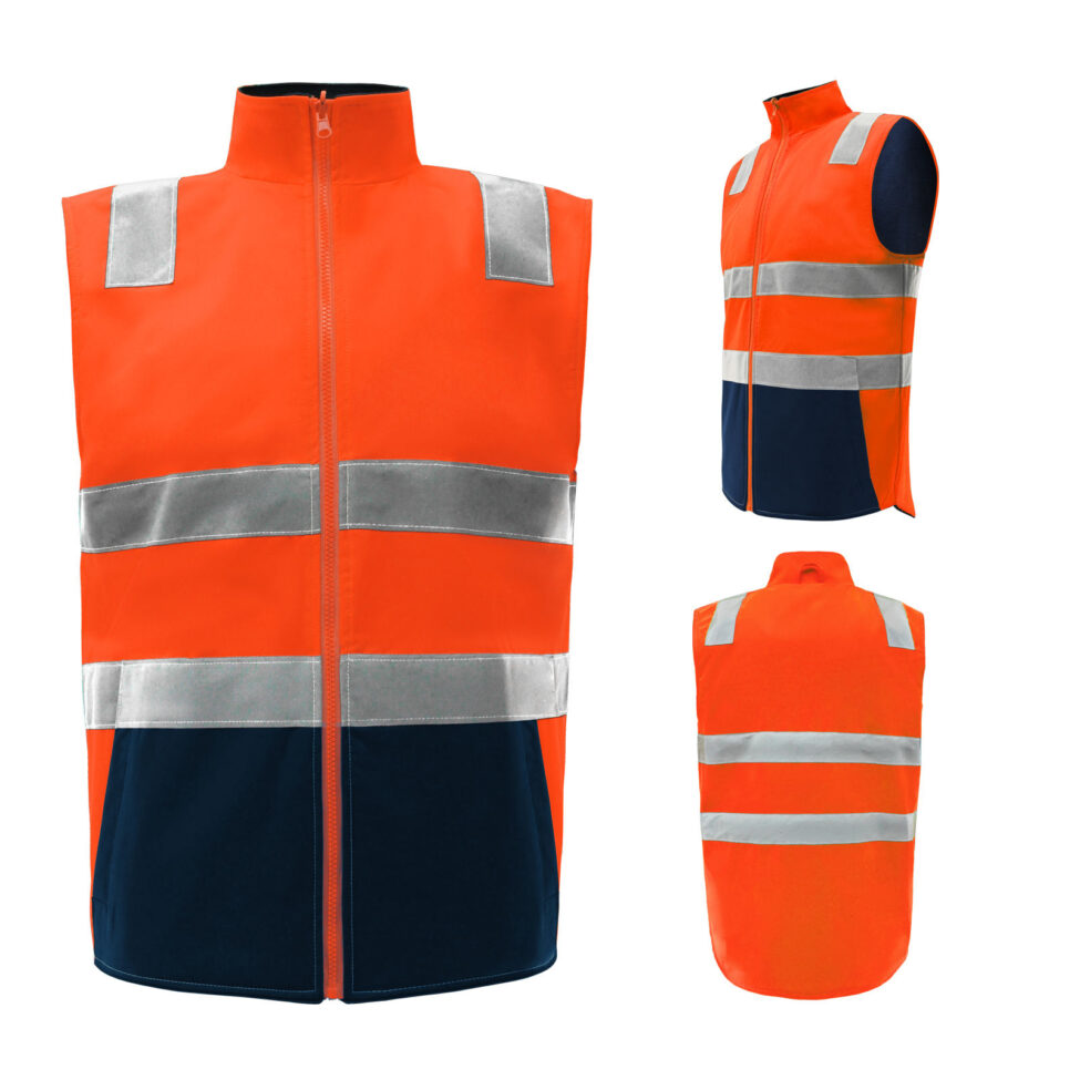 High visibility outdoor reflective workwear vest for men and women
