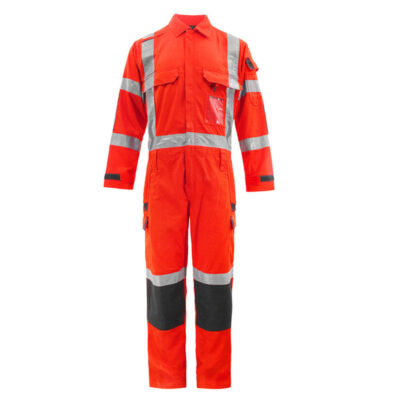High visibility reflective multi-pocket protective workwear coveralls for construction safety