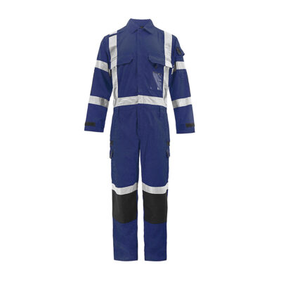 High visibility reflective multi-pocket protective workwear coveralls for construction safety