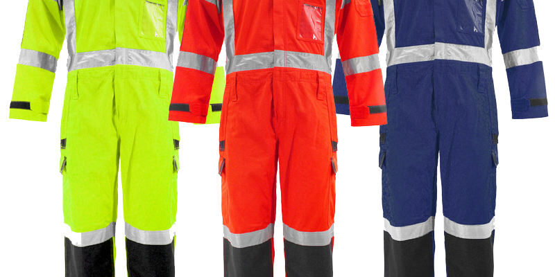 High visibility reflective multi-pocket protective workwear coveralls for construction safety