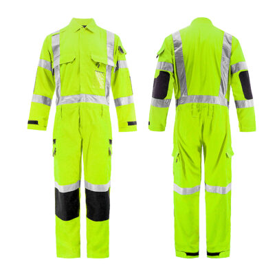 High visibility reflective multi-pocket protective workwear coveralls for construction safety